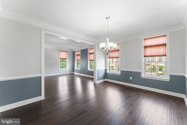 22559 Windsor Locks Sq, Ashburn, VA 20148 - unfurnished room featuring a chandelier, baseboards, hardwood / wood-style floors, and ornamental molding