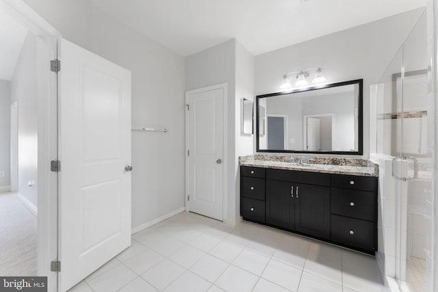 22559 Windsor Locks Sq, Ashburn, VA 20148 - bathroom with vanity, a shower stall, and baseboards