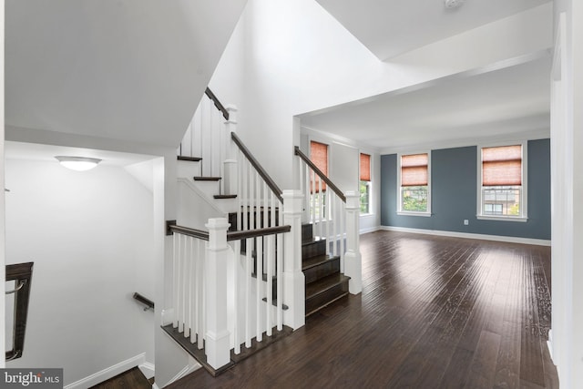 22559 Windsor Locks Sq, Ashburn, VA 20148 - staircase featuring hardwood / wood-style flooring and baseboards