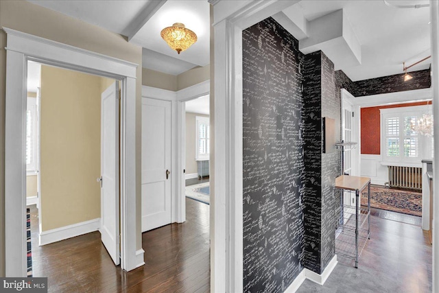 802 E Prospect Ave, North Wales, PA 19454 - hallway featuring wood finished floors, baseboards, and an accent wall