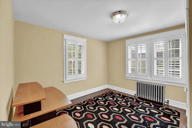 802 E Prospect Ave, North Wales, PA 19454 - unfurnished room with radiator heating unit, baseboards, and dark wood-style floors