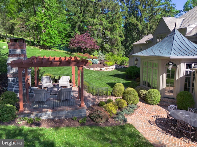 1412 Mount Pleasant Rd, Villanova, PA 19085 - view of green lawn featuring a patio and french doors