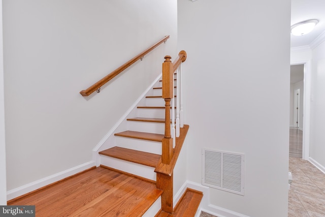 9161 Landon House Ln, Frederick, MD 21704 - stairs with baseboards and ornamental molding