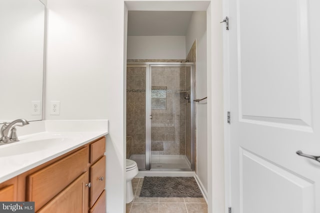 9161 Landon House Ln, Frederick, MD 21704 - full bathroom with toilet, vanity, tile patterned floors, and a stall shower