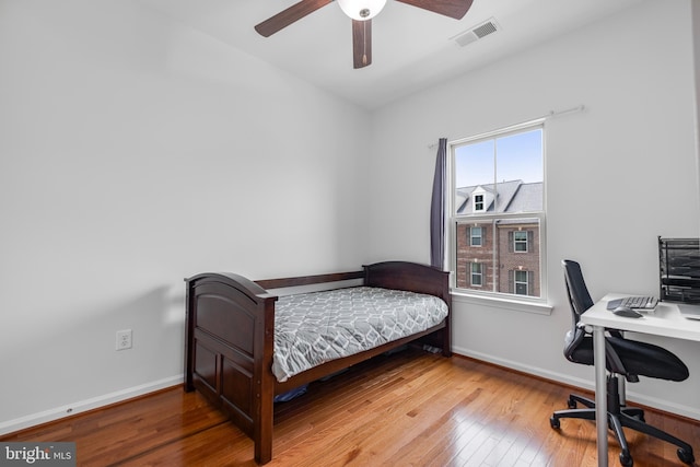 9161 Landon House Ln, Frederick, MD 21704 - bedroom featuring hardwood / wood-style flooring, baseboards, a desk, and ceiling fan