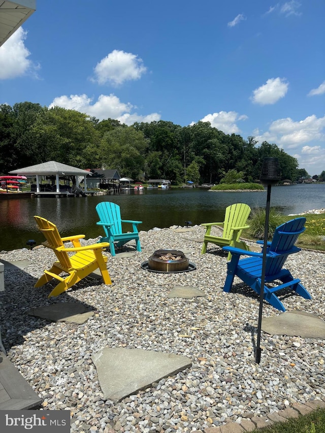 61 Bragg Dr, East Berlin, PA 17316 - dock area with an outdoor fire pit and a water view