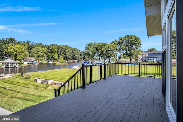 61 Bragg Dr, East Berlin, PA 17316 - wooden deck with a water view and a lawn