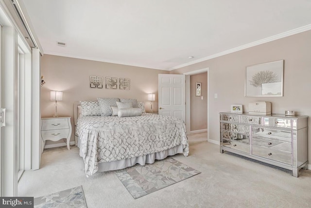 3300 Shore Dr, Annapolis, MD 21403 - bedroom featuring light carpet, crown molding, and baseboards