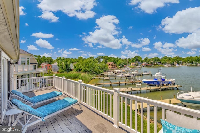 3300 Shore Dr, Annapolis, MD 21403 - deck featuring a water view and a dock
