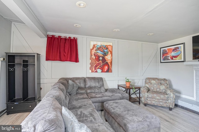 3725 King Ave, Pennsauken, NJ 08110 - living room with wood finished floors, a decorative wall, and recessed lighting