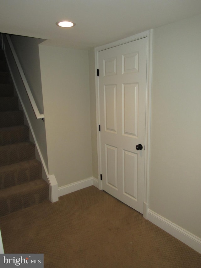3528 14th St N, Arlington, VA 22201 - stairs featuring carpet, baseboards, and recessed lighting