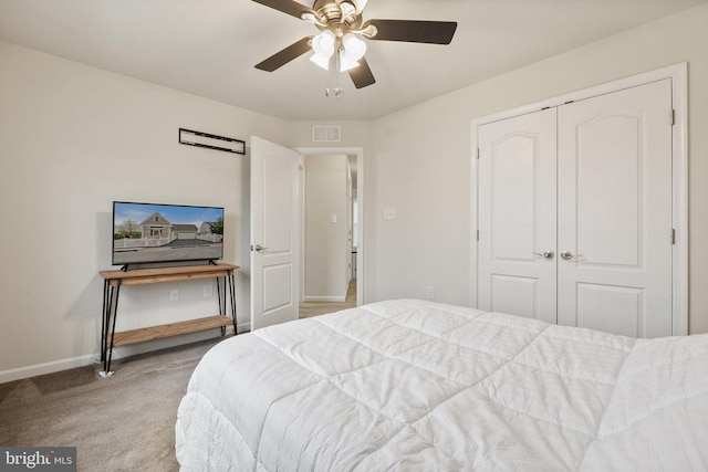 1257 N Fairfax Blvd, Ranson, WV 25438 - carpeted bedroom featuring baseboards, a closet, and ceiling fan