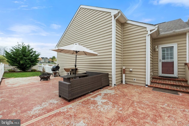 1257 N Fairfax Blvd, Ranson, WV 25438 - view of patio / terrace featuring grilling area and an outdoor living space with a fire pit