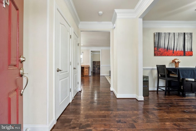 1257 N Fairfax Blvd, Ranson, WV 25438 - foyer entrance featuring dark wood-style floors, ornamental molding, and baseboards