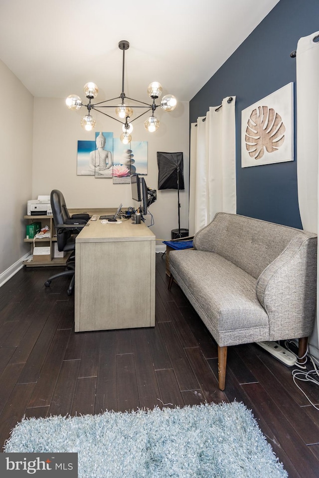 8 Bordeaux Blvd, Newark, DE 19702 - office featuring a chandelier and dark wood-style flooring