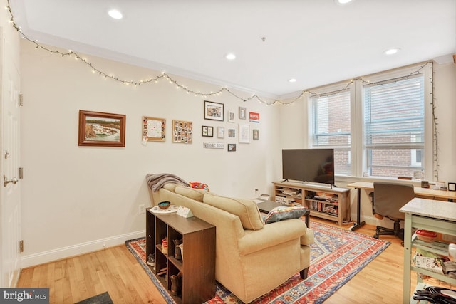 1443 Oak St NW Unit 102, Washington, DC 20010 - living room with wood finished floors, recessed lighting, and baseboards