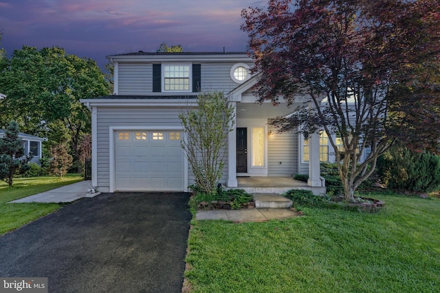 10462 Brackets Ford Cir, Manassas, VA 20110 - traditional home featuring a front lawn, a garage, a porch, and asphalt driveway