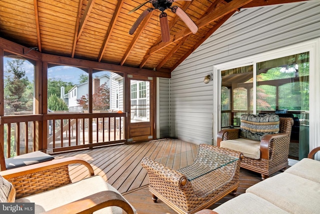 10462 Brackets Ford Cir, Manassas, VA 20110 - sunroom featuring a ceiling fan and an outdoor living space
