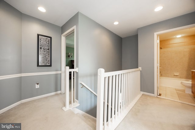 32 Granite Ln Unit 8, Chester Springs, PA 19425 - hallway featuring an upstairs landing, carpet, recessed lighting, and baseboards