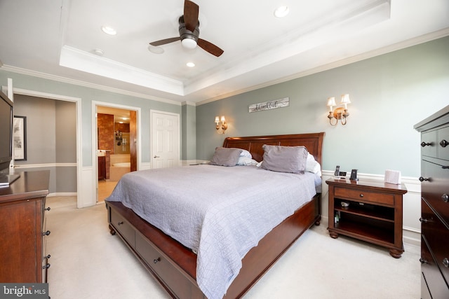 32 Granite Ln Unit 8, Chester Springs, PA 19425 - bedroom featuring a raised ceiling, ornamental molding, light colored carpet, recessed lighting, and ensuite bathroom
