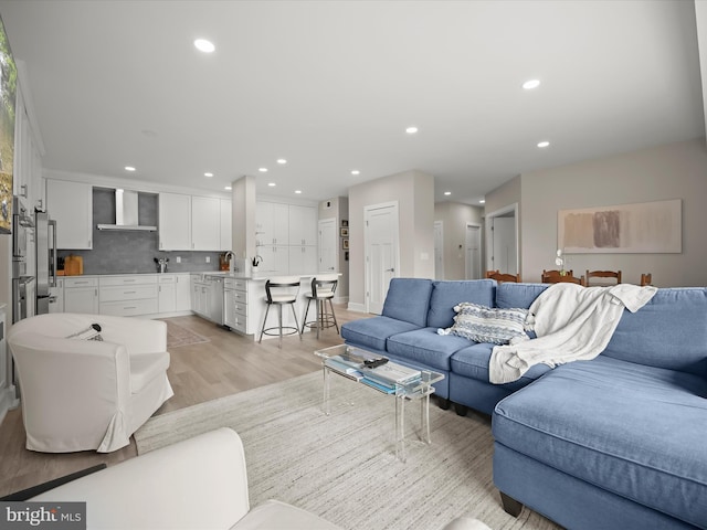 8101 Connecticut Ave Unit S 608, Chevy Chase, MD 20815 - living area featuring light wood-style floors and recessed lighting