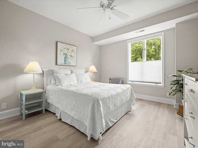 8101 Connecticut Ave Unit S 608, Chevy Chase, MD 20815 - bedroom with baseboards, light wood finished floors, and ceiling fan