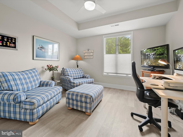 8101 Connecticut Ave Unit S 608, Chevy Chase, MD 20815 - office space featuring wood finished floors, baseboards, and a ceiling fan