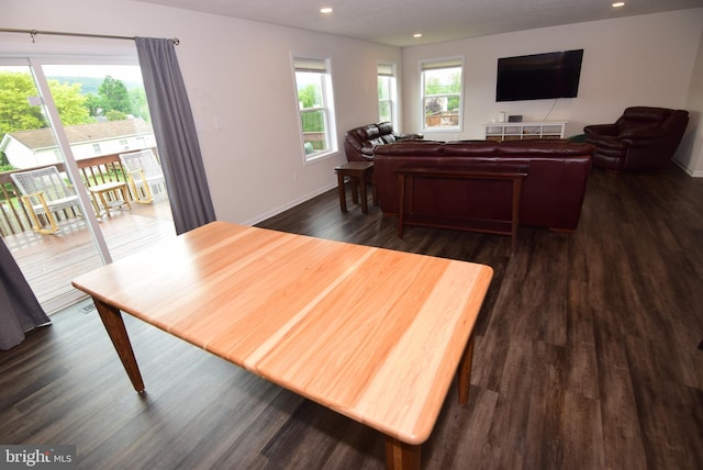 119 Shady Hollow Dr, Pleasant Gap, PA 16823 - living area featuring dark wood-style flooring, recessed lighting, and baseboards