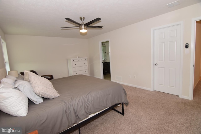 119 Shady Hollow Dr, Pleasant Gap, PA 16823 - bedroom with carpet flooring, ensuite bath, baseboards, and a ceiling fan