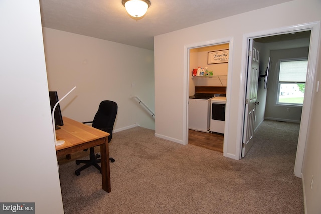 119 Shady Hollow Dr, Pleasant Gap, PA 16823 - carpeted home office featuring washer and clothes dryer and baseboards