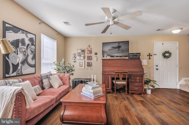 11188 Rienzi Pl Unit 204, Manassas, VA 20109 - living area featuring a ceiling fan and wood finished floors