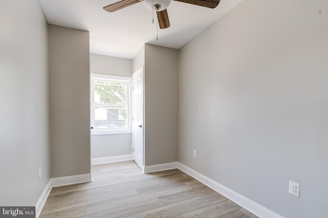 5002 Chalgrove Ave, Baltimore, MD 21215 - spare room featuring a ceiling fan, light wood-type flooring, and baseboards