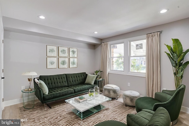 5002 Chalgrove Ave, Baltimore, MD 21215 - living area featuring wood finished floors, baseboards, and recessed lighting