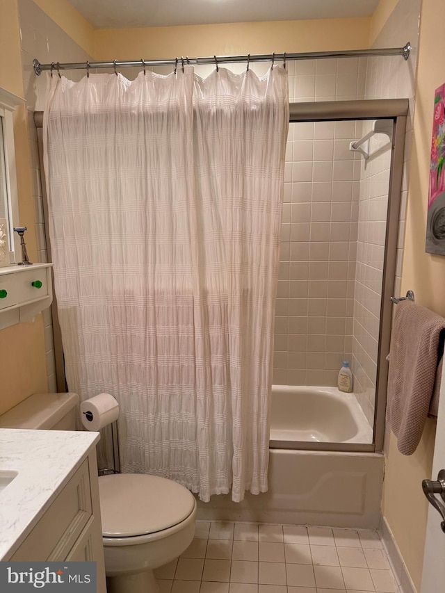 10 Malibu Ct, Towson, MD 21204 - full bath featuring tile patterned floors, vanity, toilet, and shower / bath combo