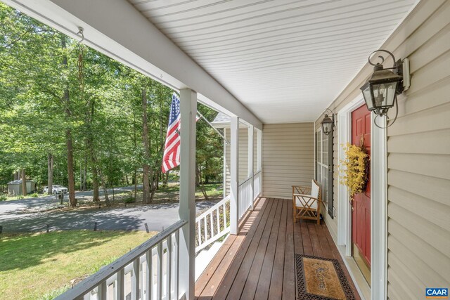14 Patriot Ln, Palmyra, VA 22963 - wooden porch with a lawn