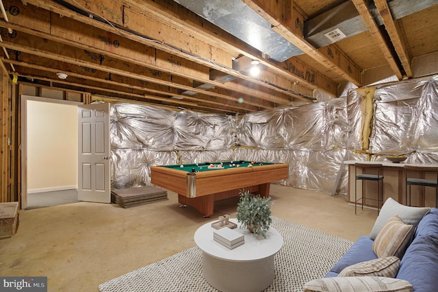 5762 Lichenbark Cir, New Market, MD 21774 - recreation room with billiards and concrete flooring