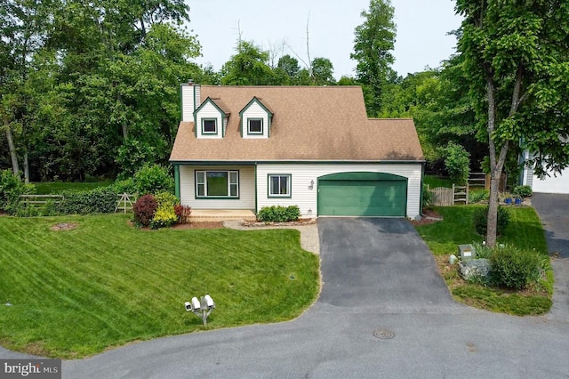 5762 Lichenbark Cir, New Market, MD 21774 - new england style home featuring an attached garage, asphalt driveway, a chimney, and roof with shingles