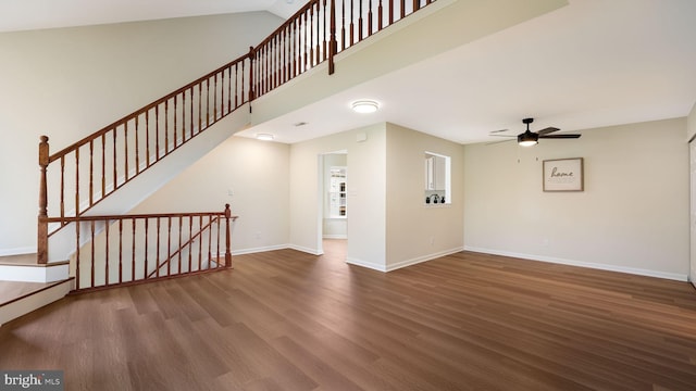1703 Hopkins Ct, Southampton, PA 18966 - unfurnished living room featuring wood finished floors, ceiling fan, and stairway