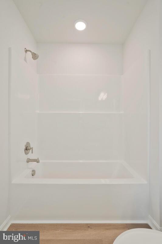45716 N Maxine Way, Great Mills, MD 20634 - full bathroom featuring toilet, shower / bathtub combination, wood finished floors, and baseboards
