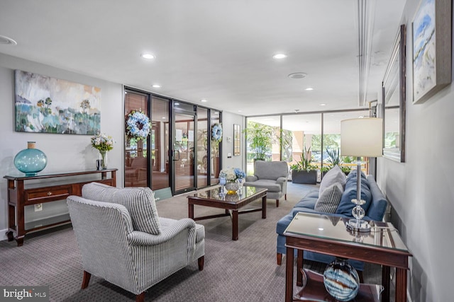 600 Roosevelt Blvd Unit 510, Falls Church, VA 22044 - living room featuring carpet flooring, recessed lighting, and a wall of windows