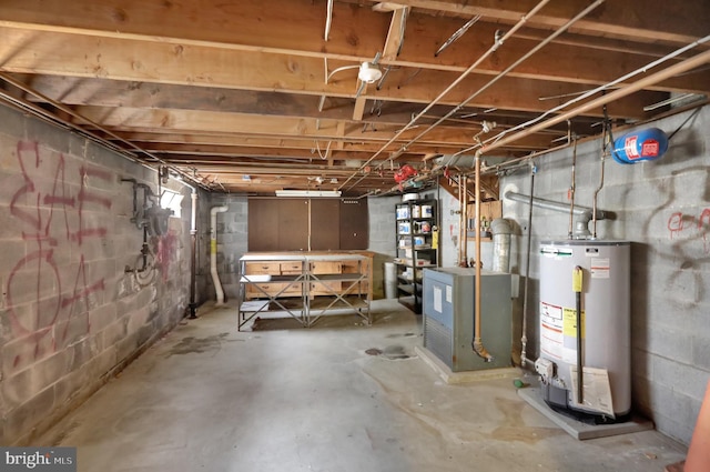 1401 Rockland St, Reading, PA 19604 - unfinished basement with water heater and a heating unit