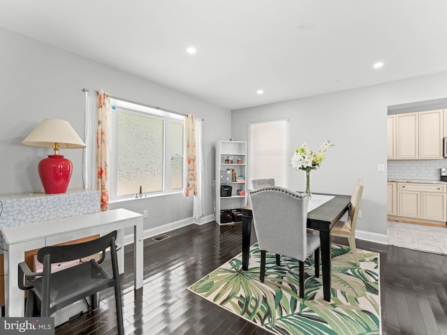 285 N Lansdowne Ave, Lansdowne, PA 19050 - dining space with dark wood-style floors, recessed lighting, and baseboards