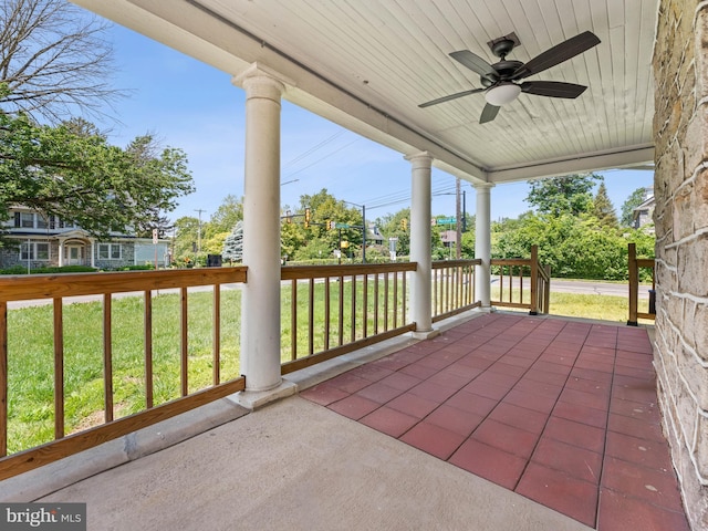 285 N Lansdowne Ave, Lansdowne, PA 19050 - covered porch featuring ceiling fan and a yard