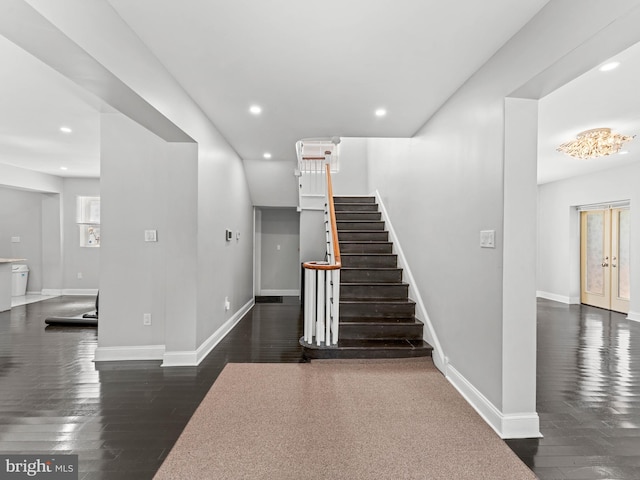 285 N Lansdowne Ave, Lansdowne, PA 19050 - stairs featuring wood-type flooring, baseboards, and recessed lighting