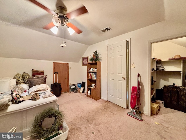 8 Vale Dr, Tabernacle Twp, NJ 08088 - carpeted bedroom with vaulted ceiling, a ceiling fan, and a spacious closet