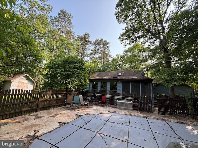 8 Vale Dr, Tabernacle Twp, NJ 08088 - back of property featuring a patio, a sunroom, and a fenced backyard