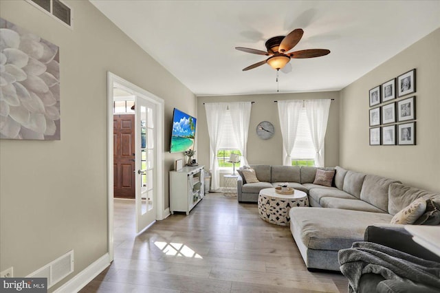 35 Krall Rd, Myerstown, PA 17067 - living area with a ceiling fan, wood finished floors, and baseboards