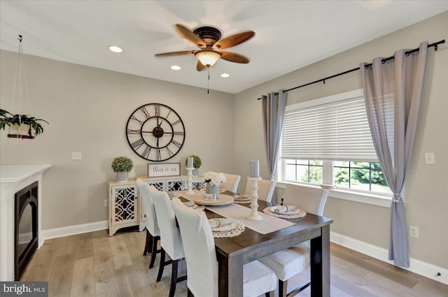 35 Krall Rd, Myerstown, PA 17067 - dining room with light wood-style flooring, a ceiling fan, baseboards, and recessed lighting