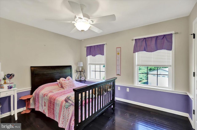 35 Krall Rd, Myerstown, PA 17067 - bedroom featuring baseboards, hardwood / wood-style floors, and a ceiling fan