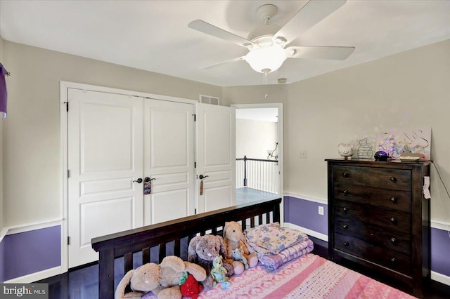 35 Krall Rd, Myerstown, PA 17067 - bedroom with baseboards, a closet, dark wood-type flooring, and a ceiling fan